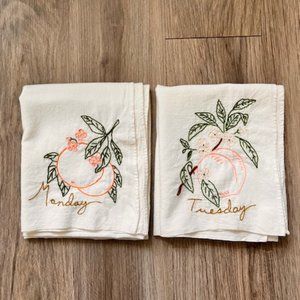 Pair of Vintage Hand Embroidered Flour Sack Towels